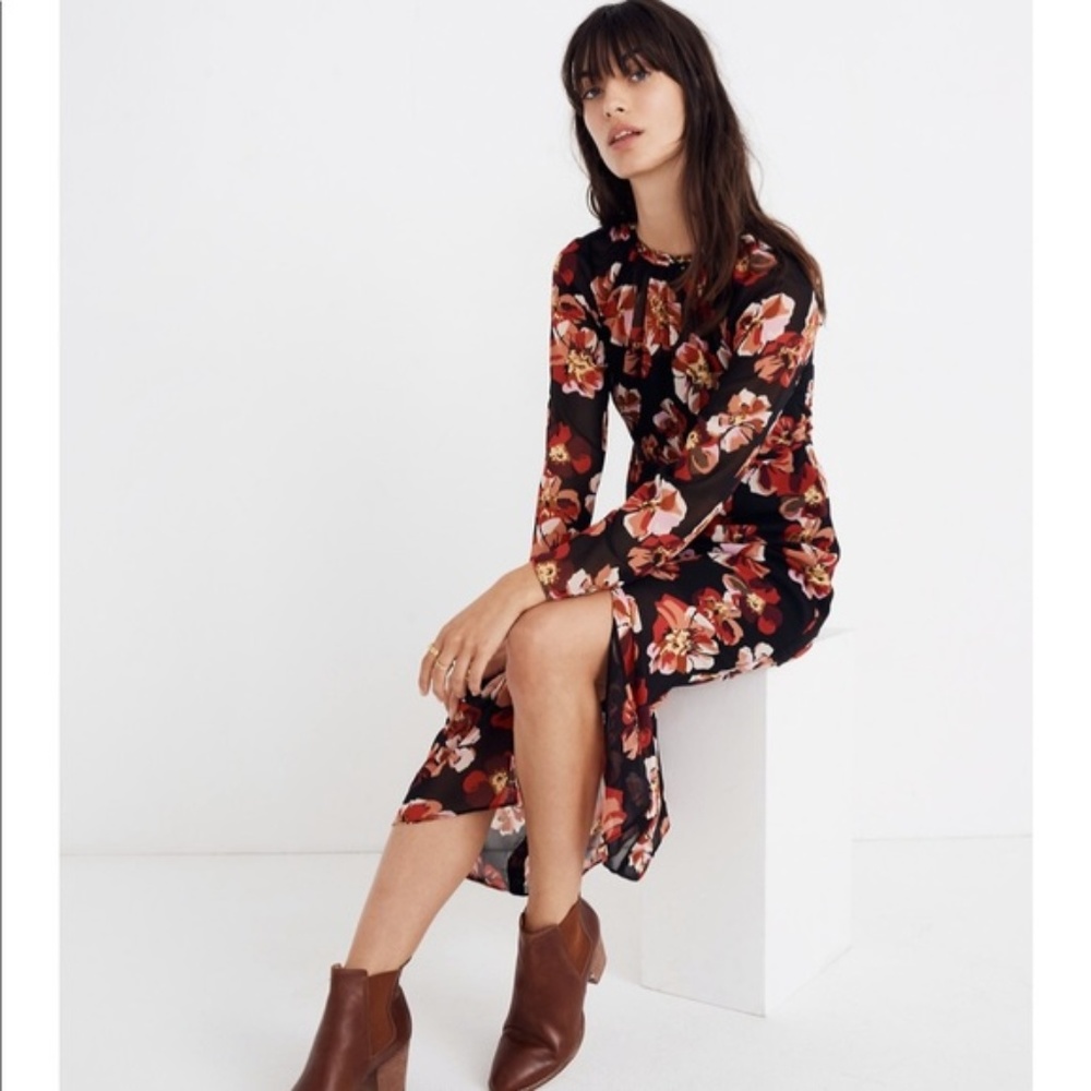 Madewell Shirred Midi Dress in French Rose XXS